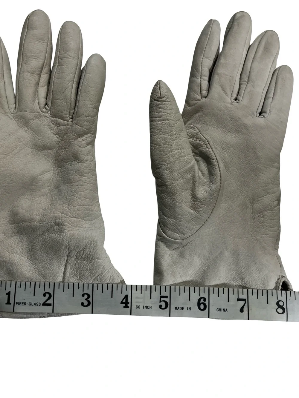Vtg Fownes Women Leather Gloves Off White Cream 100% Cashmere Lined Sz 6.5 Wrist